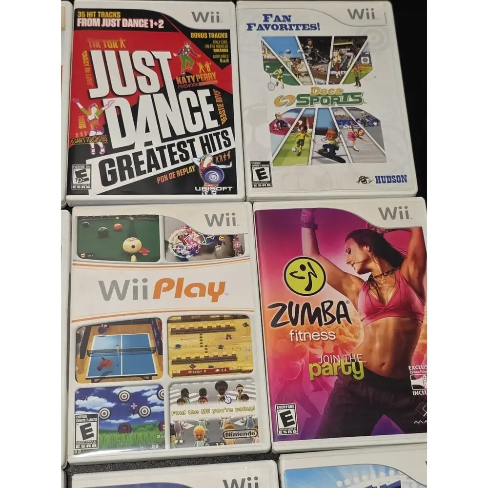 Nintendo Wii Games Lot of 12 Just Dance Wii Play Wheel Fortune Zumba Complete